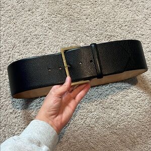 W. Kleinberg Wide Leg Black Leather Belt